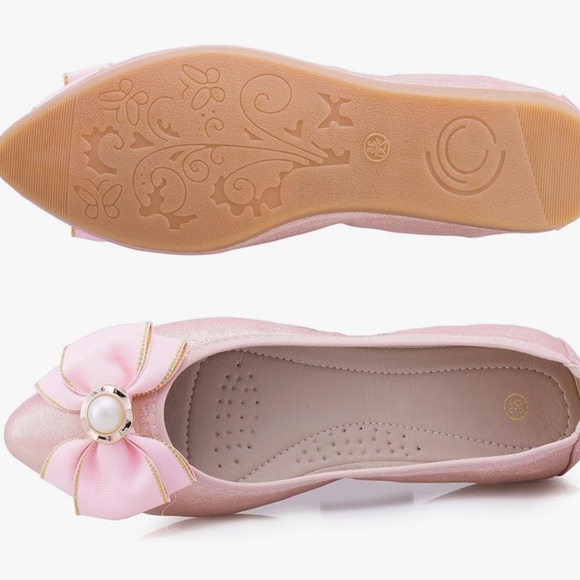 PRINCESS Elegant Pink Bow Flats, ideal to carry in your handbag - Picture 3 of 4